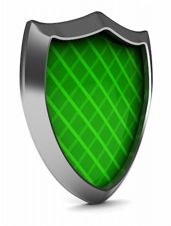 firewall white guard - abstract 3d illustration of green shield over white background Stock Photo - Budget Royalty-Free & Subscription, Code: 400-04223420