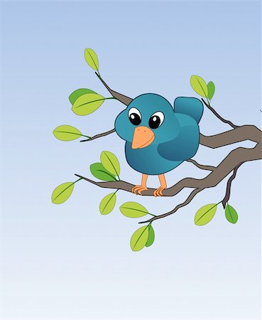 simsearch:400-07995476,k - A blue little bird sitting on a branch Stock Photo - Budget Royalty-Free & Subscription, Code: 400-04223690