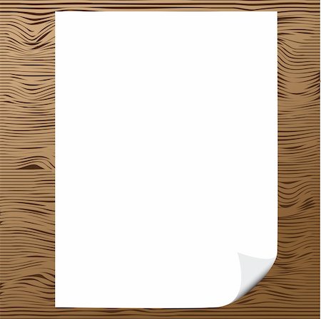 simsearch:400-04552970,k - Vector - Illustration of a blank piece of paper with corner curl against wood background Stock Photo - Budget Royalty-Free & Subscription, Code: 400-04223813