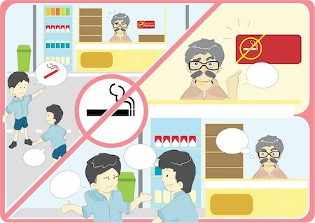 students smoking in school - Anti smoking campaign cartoon vector illustration Stock Photo - Budget Royalty-Free & Subscription, Code: 400-04223919
