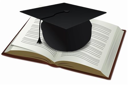 illustration of doctorate cap with book on white background Stock Photo - Budget Royalty-Free & Subscription, Code: 400-04234081
