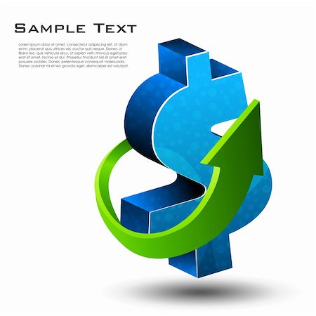 simsearch:400-05682695,k - illustration of dollar sign with arrow on white background Stock Photo - Budget Royalty-Free & Subscription, Code: 400-04234103