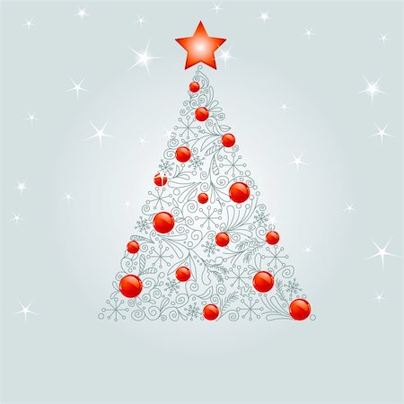 simsearch:400-05707989,k - Illustration of decorated Christmas tree with place for copy\space Stock Photo - Budget Royalty-Free & Subscription, Code: 400-04234788