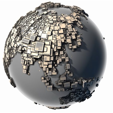 Earth, consisting of a cubic structure made of metal, covered with dust and abrasions Stock Photo - Budget Royalty-Free & Subscription, Code: 400-04235023