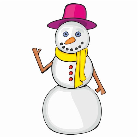 fully editable vector illustration of isolated funny snowman Stock Photo - Budget Royalty-Free & Subscription, Code: 400-04235322