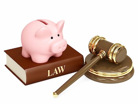 simsearch:400-04231986,k - Judicial 3d gavel and piggy bank. Objects isolated over white Stock Photo - Budget Royalty-Free & Subscription, Code: 400-04235392