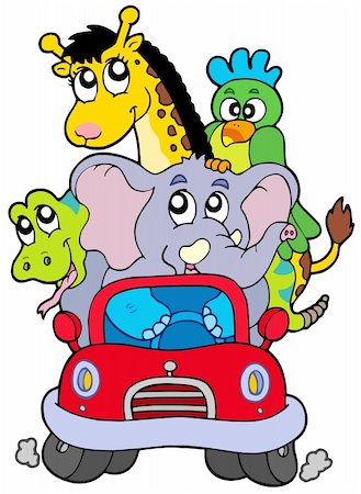 simsearch:400-04365864,k - African animals in red car - vector illustration. Stock Photo - Budget Royalty-Free & Subscription, Code: 400-04235684