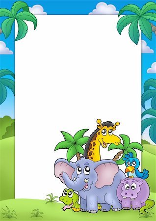simsearch:400-04365864,k - African frame with group of animals - color illustration. Stock Photo - Budget Royalty-Free & Subscription, Code: 400-04235790