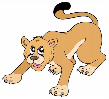 puma animal - Cartoon puma on white background - vector illustration. Stock Photo - Budget Royalty-Free & Subscription, Code: 400-04236236