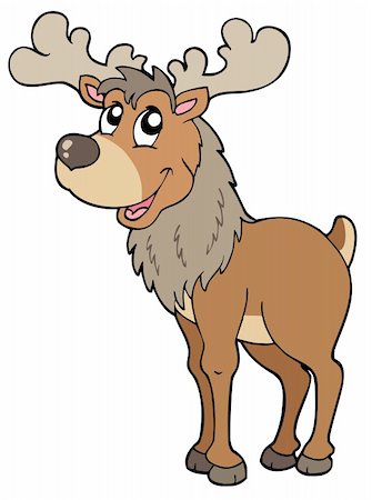 Cartoon reindeer on white background - vector illustration. Stock Photo - Budget Royalty-Free & Subscription, Code: 400-04236239
