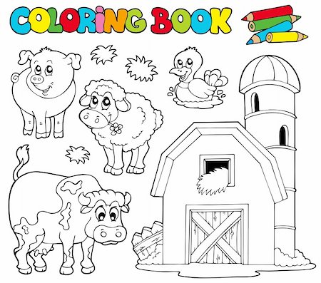 simsearch:400-04240970,k - Coloring book with farm animals 1 - vector illustration. Stock Photo - Budget Royalty-Free & Subscription, Code: 400-04236252