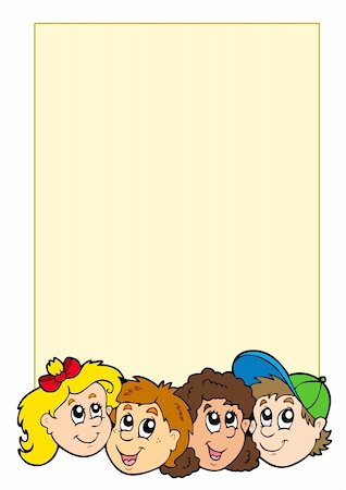 Frame with various kids faces - vector illustration. Stock Photo - Budget Royalty-Free & Subscription, Code: 400-04236275