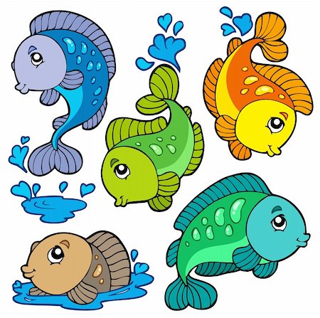 Freshwater fishes collection - vector illustration. Stock Photo - Budget Royalty-Free & Subscription, Code: 400-04236276