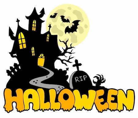 simsearch:400-04258210,k - Halloween house with sign 1 - vector illustration. Stock Photo - Budget Royalty-Free & Subscription, Code: 400-04236284