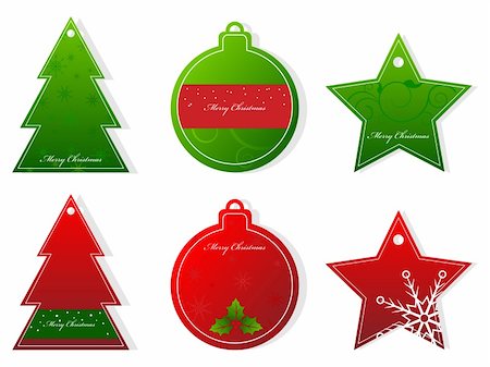 simsearch:400-04659792,k - Set of vector christmas red and green tags Stock Photo - Budget Royalty-Free & Subscription, Code: 400-04236750