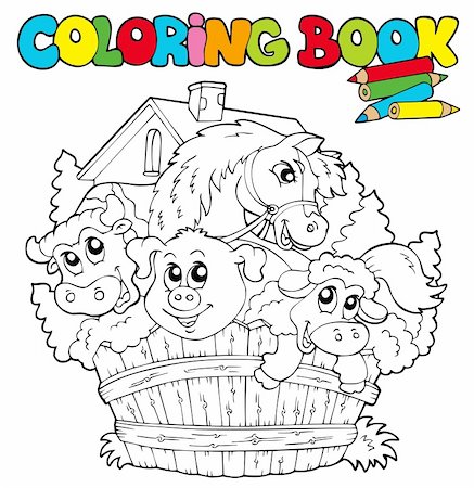simsearch:400-04240970,k - Coloring book with cute animals 2 - vector illustration. Stock Photo - Budget Royalty-Free & Subscription, Code: 400-04236837