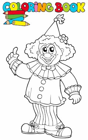 Coloring book with funny clown - vector illustration. Stock Photo - Budget Royalty-Free & Subscription, Code: 400-04236844