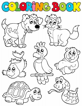 Coloring book with pets 2 - vector illustration. Stock Photo - Budget Royalty-Free & Subscription, Code: 400-04236848