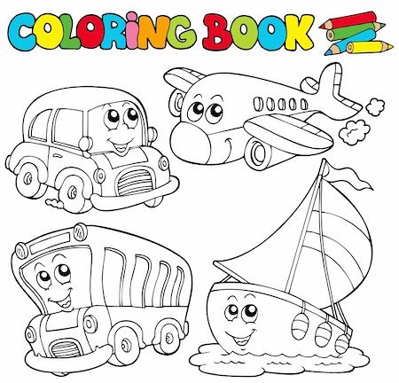 simsearch:400-03968548,k - Coloring book with various vehicles - vector illustration. Stock Photo - Budget Royalty-Free & Subscription, Code: 400-04236853