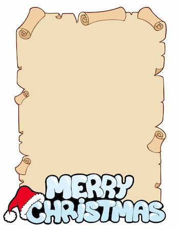 simsearch:400-04258210,k - Parchment with Merry Christmas sign - vector illustration. Stock Photo - Budget Royalty-Free & Subscription, Code: 400-04236860