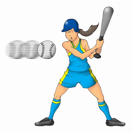 Image of a girl softball player waiting to take a swing. Stock Photo - Budget Royalty-Free & Subscription, Code: 400-04236937