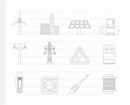 simsearch:400-04285412,k - Electricity and power icons - vector icon set Stock Photo - Budget Royalty-Free & Subscription, Code: 400-04237165