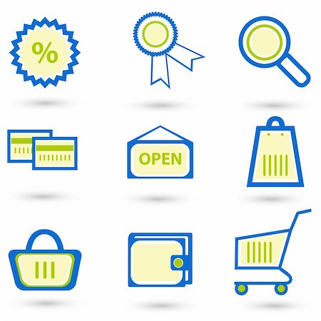 simsearch:400-04097382,k - illustration of shopping icons on white background Stock Photo - Budget Royalty-Free & Subscription, Code: 400-04237978