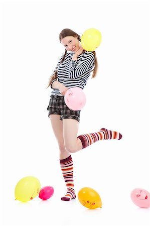 simsearch:400-04021280,k - a pretty girl dressed in casual clothes playing with balloons Stock Photo - Budget Royalty-Free & Subscription, Code: 400-04238714