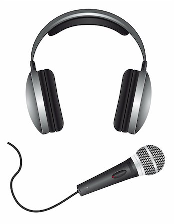 simsearch:400-04630784,k - A set of microphones and headphones. Vector illustration. Vector art in Adobe illustrator EPS format, compressed in a zip file. The different graphics are all on separate layers so they can easily be moved or edited individually. The document can be scaled to any size without loss of quality. Stock Photo - Budget Royalty-Free & Subscription, Code: 400-04238866