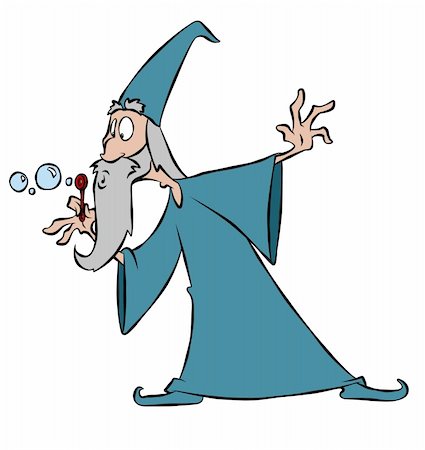 A wizard blowing bubbles with his 'magic' wand. Stock Photo - Budget Royalty-Free & Subscription, Code: 400-04239144