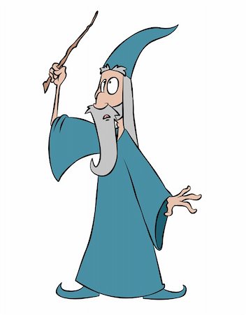 A cartoon wizard waving his wand, about to cast a spell. Stock Photo - Budget Royalty-Free & Subscription, Code: 400-04239177