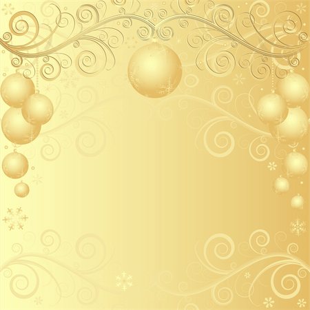 simsearch:400-04769297,k - Golden elegant christmas frame with balls (vector) Foto de stock - Super Valor sin royalties y Suscripción, Código: 400-04239225