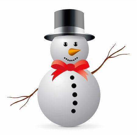 Snowman with hat isolated on white background Stock Photo - Budget Royalty-Free & Subscription, Code: 400-04239380