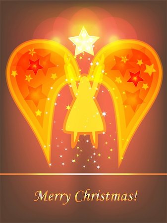simsearch:400-05693036,k - Decorative Christmas background with angel and shining stars Stock Photo - Budget Royalty-Free & Subscription, Code: 400-04230573