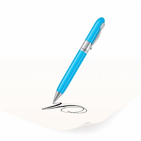 Vector image of azure pen writing on paper Stock Photo - Budget Royalty-Free & Subscription, Code: 400-04231405