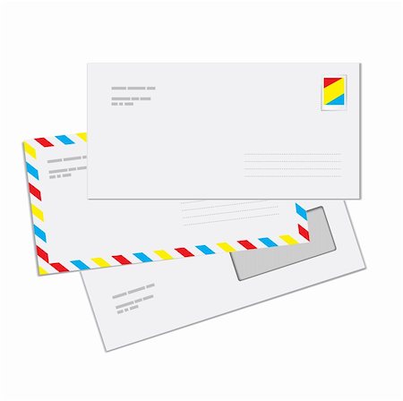 Three Mail Envelopes Isolated Over White Background Stock Photo - Budget Royalty-Free & Subscription, Code: 400-04231438