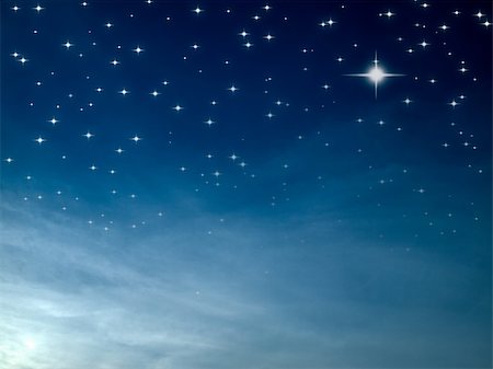 Starry night many bright star in blue sky Stock Photo - Budget Royalty-Free & Subscription, Code: 400-04231614