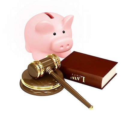 simsearch:400-04231986,k - Judicial 3d gavel and piggy bank. Objects over white Stock Photo - Budget Royalty-Free & Subscription, Code: 400-04231985