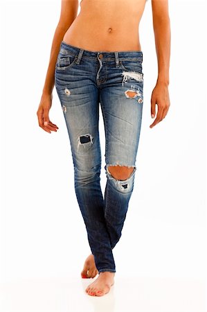 simsearch:400-04423098,k - Young woman with bare top wearing worn jeans Stock Photo - Budget Royalty-Free & Subscription, Code: 400-04232241