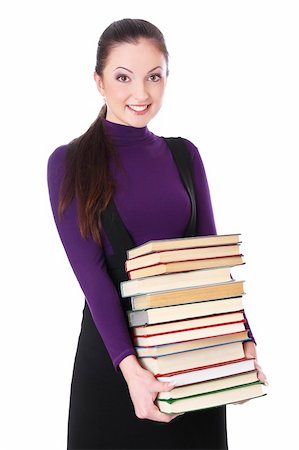 simsearch:400-04345762,k - student girl is happy with books. Isolated at white background Stock Photo - Budget Royalty-Free & Subscription, Code: 400-04233340