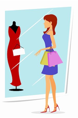 illustration of shopping lady Stock Photo - Budget Royalty-Free & Subscription, Code: 400-04233821