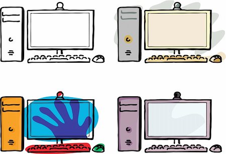 Four variations of a desktop computer with wireless keyboard and mouse. Stock Photo - Budget Royalty-Free & Subscription, Code: 400-04240028