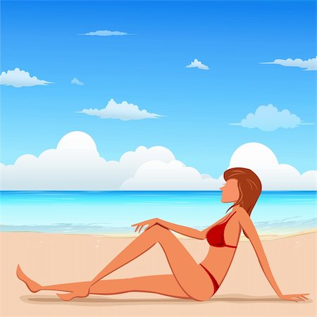 simsearch:400-07421488,k - illustration of fashion lady on beach Stock Photo - Budget Royalty-Free & Subscription, Code: 400-04240317