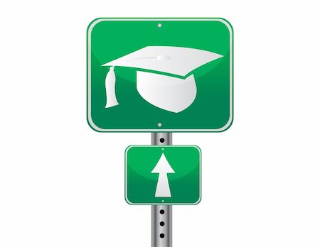 Graduation cap street sign over a white background vector file also available Stock Photo - Budget Royalty-Free & Subscription, Code: 400-04240529