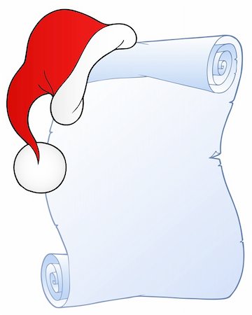 simsearch:400-04258210,k - Christmas scroll with hat 1 - vector illustration. Stock Photo - Budget Royalty-Free & Subscription, Code: 400-04240958