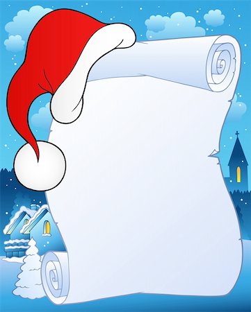simsearch:400-04258210,k - Christmas scroll with hat 2 - vector illustration. Stock Photo - Budget Royalty-Free & Subscription, Code: 400-04240959