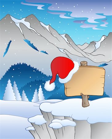 snow bank - Christmas board in winter landscape - vector illustration. Stock Photo - Budget Royalty-Free & Subscription, Code: 400-04240951