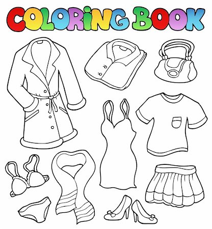 simsearch:400-04077418,k - Coloring book dress collection 1 - vector illustration. Foto de stock - Super Valor sin royalties y Suscripción, Código: 400-04240966