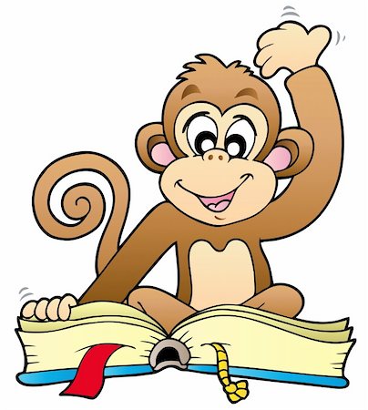 Cute monkey reading book - vector illustration. Stock Photo - Budget Royalty-Free & Subscription, Code: 400-04240980