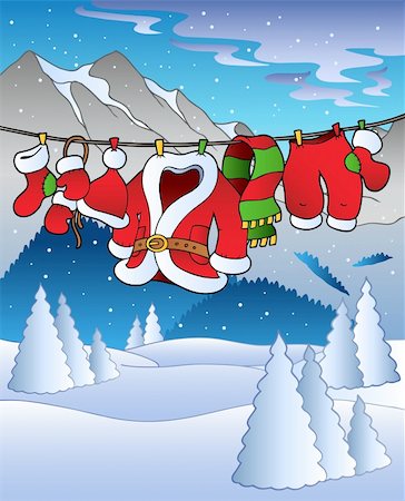 simsearch:400-04077418,k - Landscape with Christmas costume - vector illustration. Foto de stock - Super Valor sin royalties y Suscripción, Código: 400-04241002